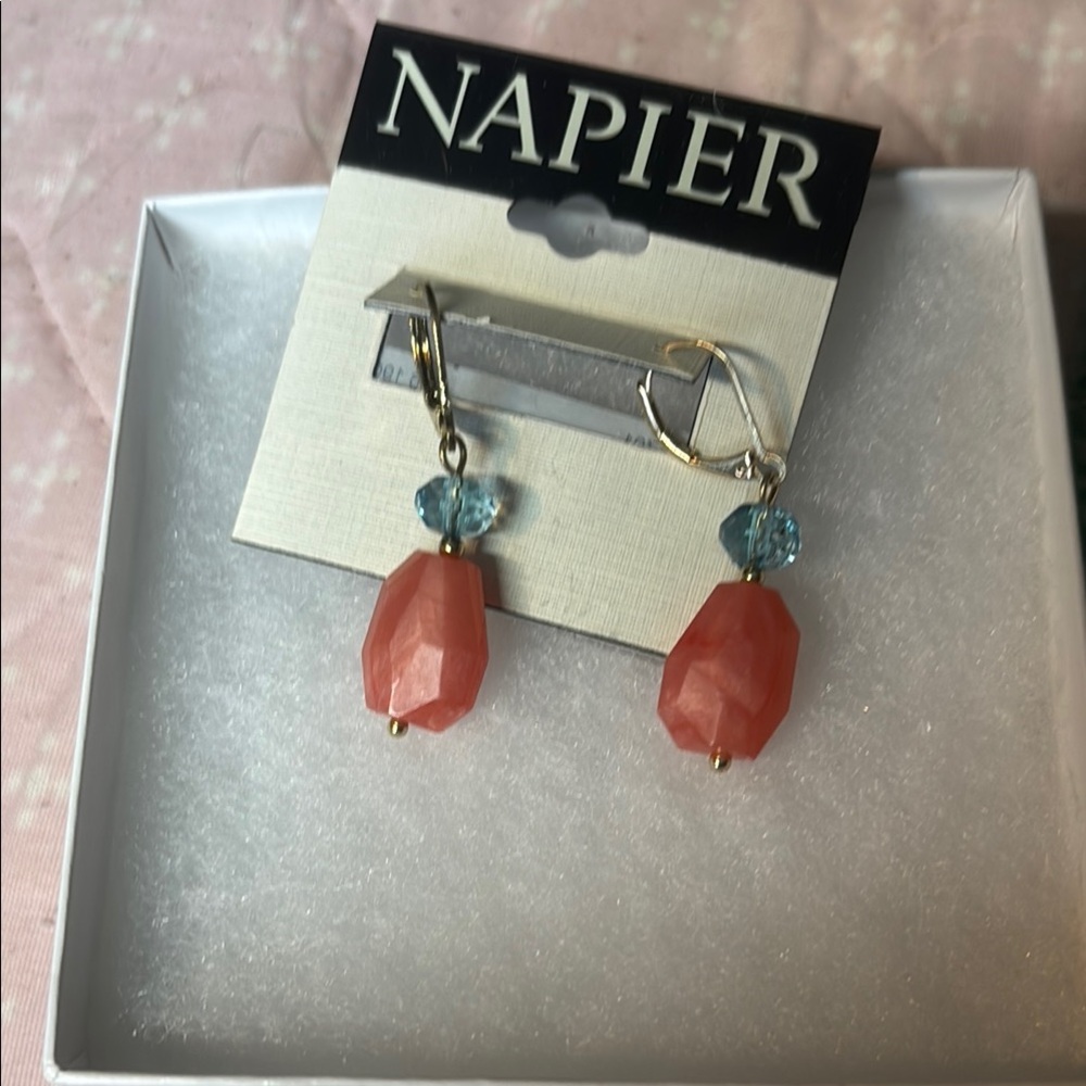 COPY - Napier Coral and Blue Drop Earrings